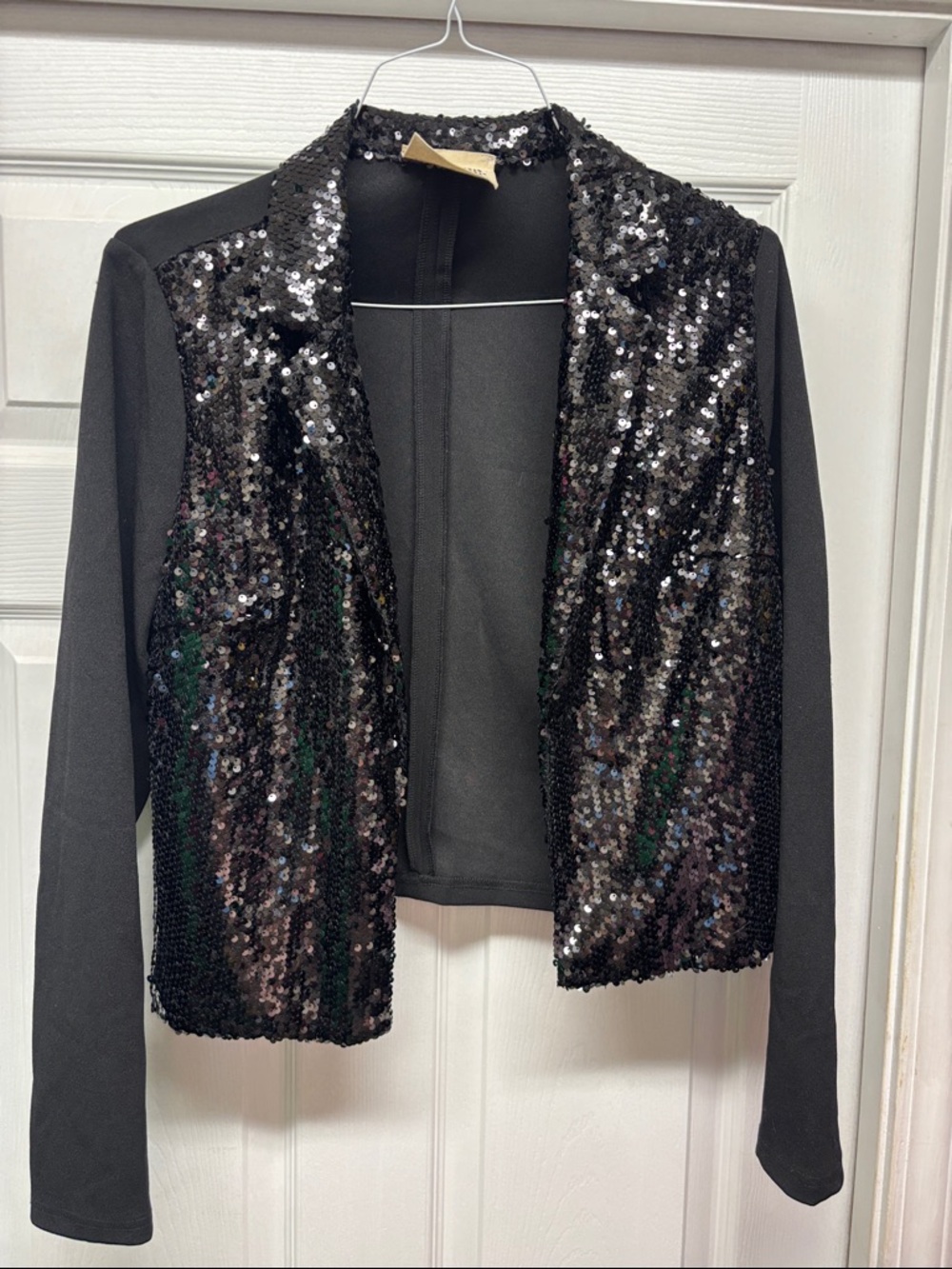 Savanna Jane’s Black Sequin Open-Front Jacket - Women Medium